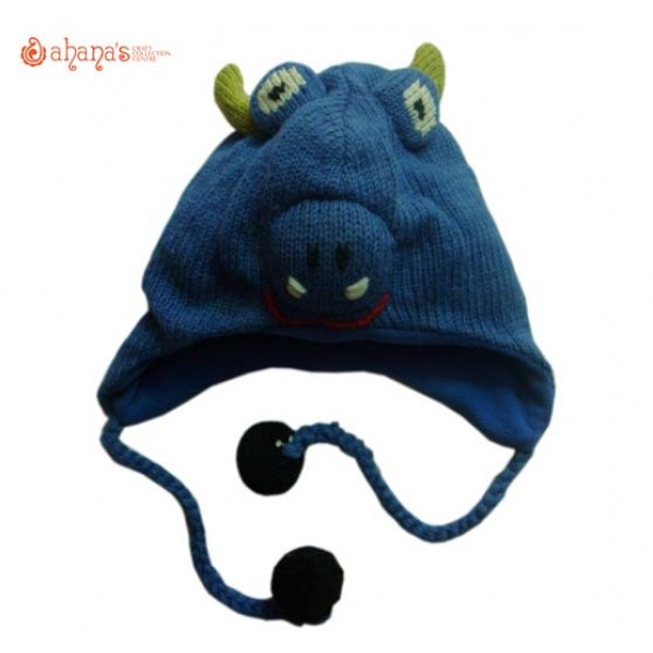 Woolen Animal Hat - Winter Hat - Children Hat - Knitted Hat - Woolen Funny Hat - Hand Knitted in Nepal - AN-017